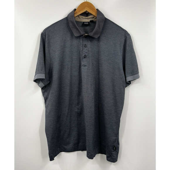 Hugo Boss Shirt Mens BOSS Blue Printed Short Sleeve‎ Collared Polo Shirt XXL - Picture 1 of 11
